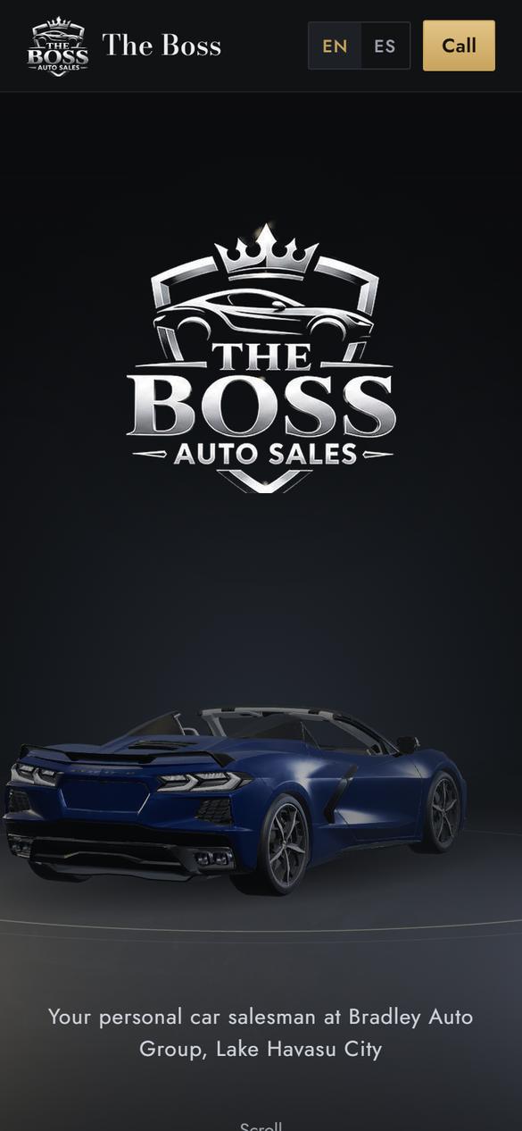 The Boss Auto Sales on a phone, home screen